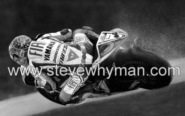 Valentino Rossi Rain black and white